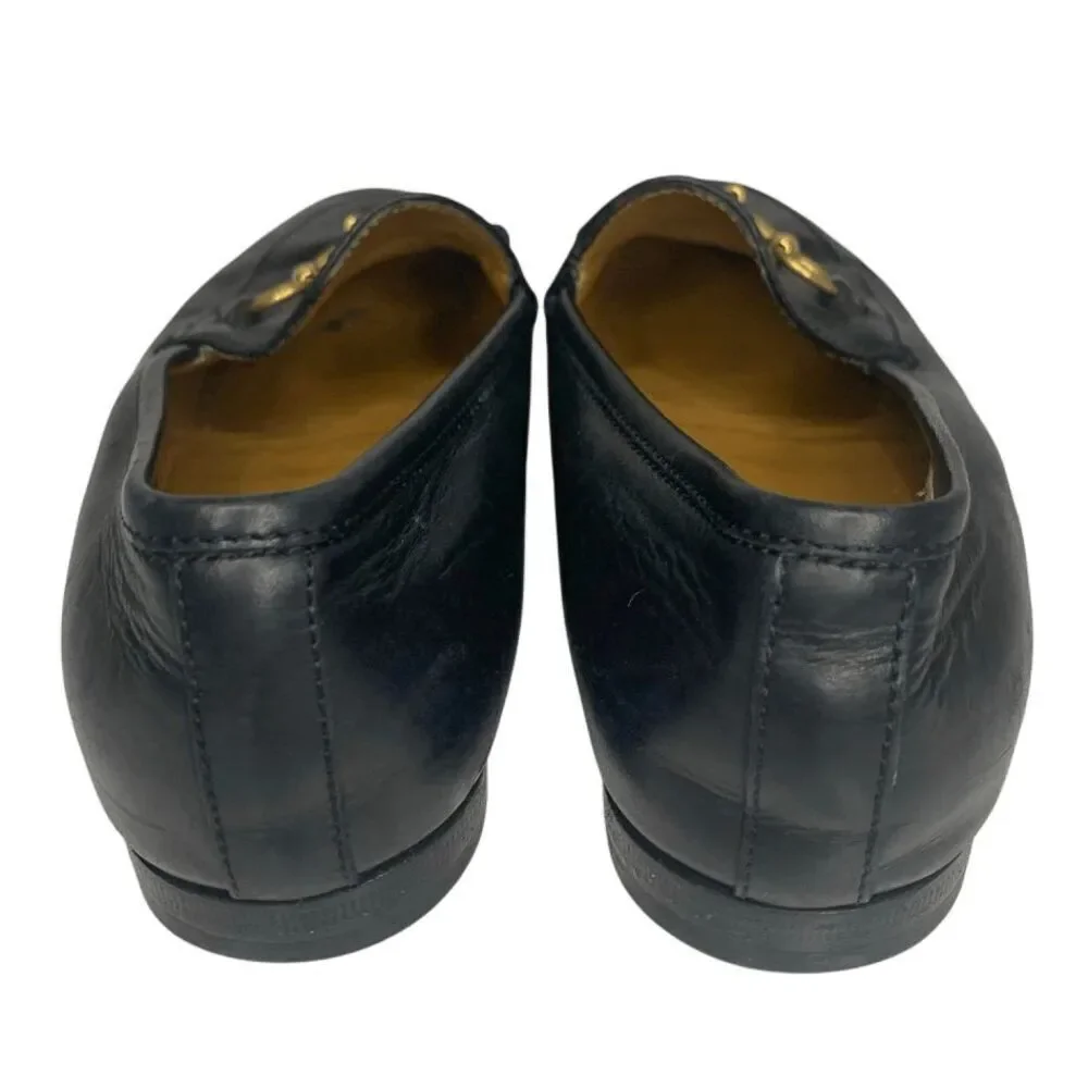 Gucci Jordaan Horsebit Loafers EU 36 US 6 Black Leather Flat Slip On Shoes